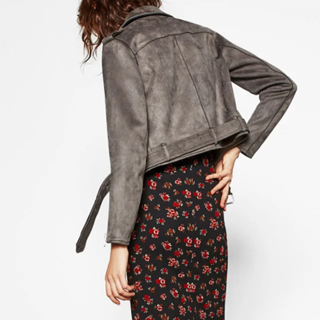 Замшевая женская куртка из искусственной кожи Осень зима 2020|Кожаные куртки| |