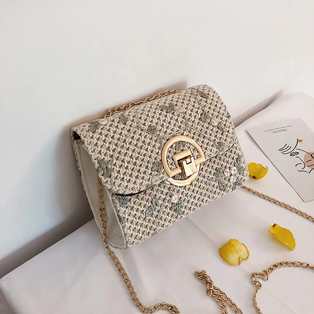 2020 Women shoulder bag handbag Wild Straw beach Versatile square Fashion chian Messenger crossbody bolsa femina | Багаж и сумки