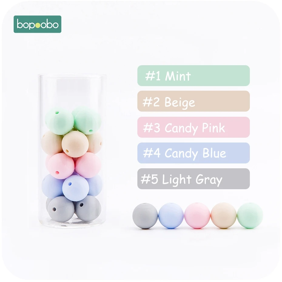 Pink-Gray Series Bopoobo, 12 мм, 10 шт., 4-6 месяцев, пищевые материалы, детские силиконовые бусины для ухода за зубами, безопасные и натуральные самодельные Стартовые наборы, экологичные - Цвет: Pink-Gray Series
