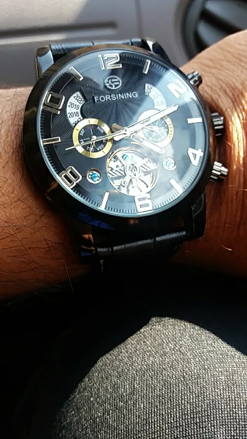 Forsining Tourbillion модные волны черный золотой часы многофункциональный дисплей Мужские автоматические механические часы лучший бренд класса люкс