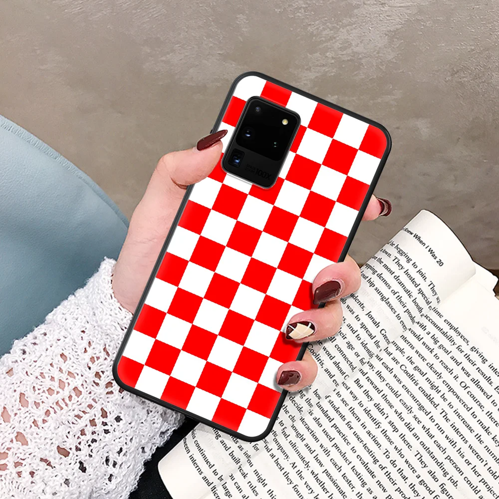 

Checkerboard Plaid Checked Checkered Phone Case For Samsung Galaxy Note S 8 9 10 20 Plus E Lite Uitra black Prime Fashion Cell