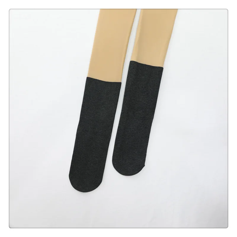 Dark Grey Женские осенне-зимние двухслойные флисовые Колготки поддельные гольфы Ложные прозрачные Утягивающие колготки Япония vivi чулки обнаженные штаны - Цвет: Dark Grey
