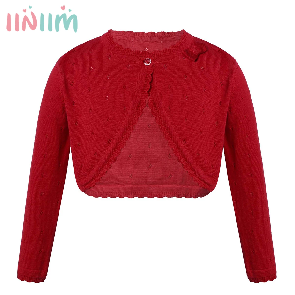 Bow Red Kids Cardigan Sweater Girl Outerwear Long Sleeve Cotton Girls Jacket For 2 4 6 8 10 12 13 Years Old Children Clothes