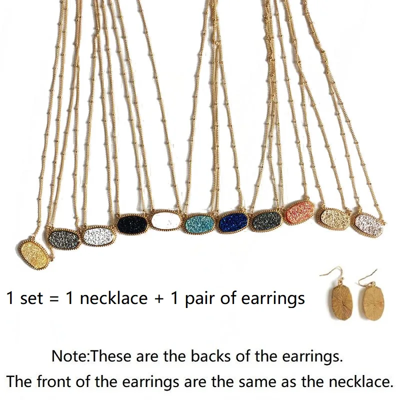 Большой кулон Друза из смолы ожерелье с подходящими шестигранными подвесками