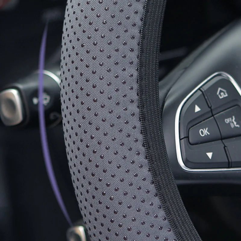 

38CM Four Seasons Universal Car Wheel Steering Cover Sandwich Fabric Breathable Elestic Steering Wheel Protection