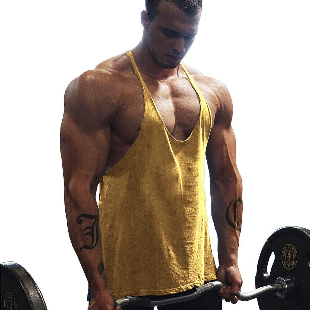 Men's Gym Workout Bodybuilding Tank Tops  Y Back Fitness Lightweight Shoulder Strap Muscle Fit Stringer Bodybuilding Extreme Tee images - 6