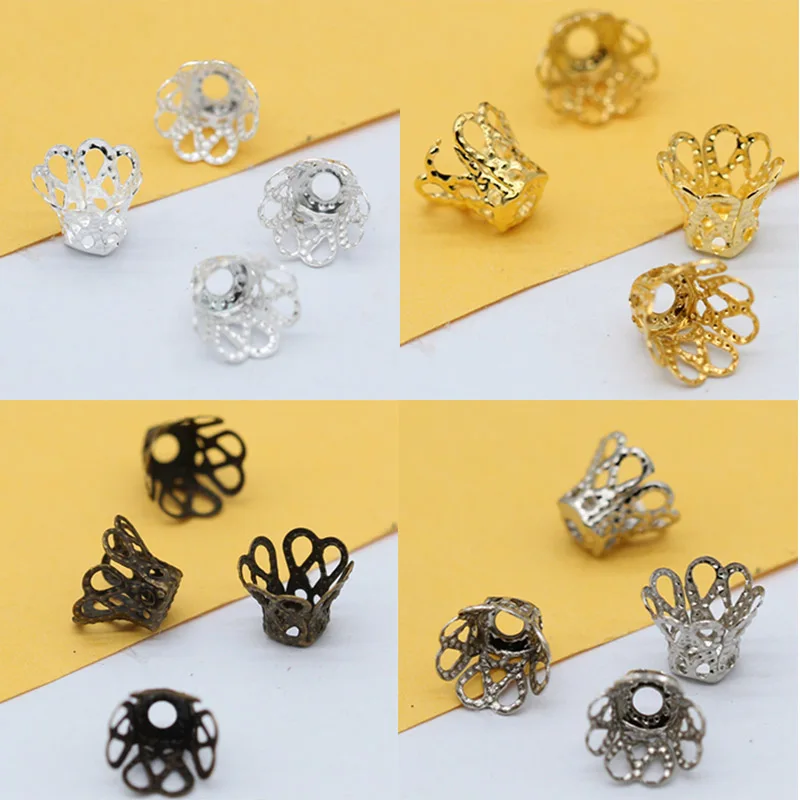 100p 6/7x 9/8x12 мм Позолоченные Бронзовые концевые колпачки для колокольчиков