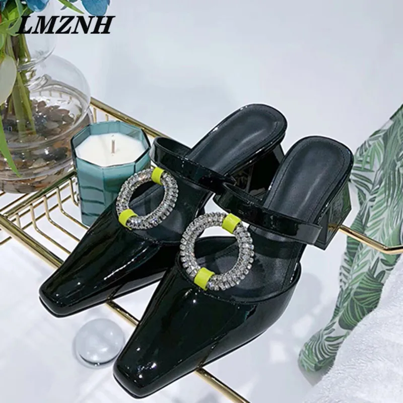 

Женские босоножки со стразами, однотонные брендовые дизайнерские босоножки на квадратном каблуке, свадебная обувь, 2021