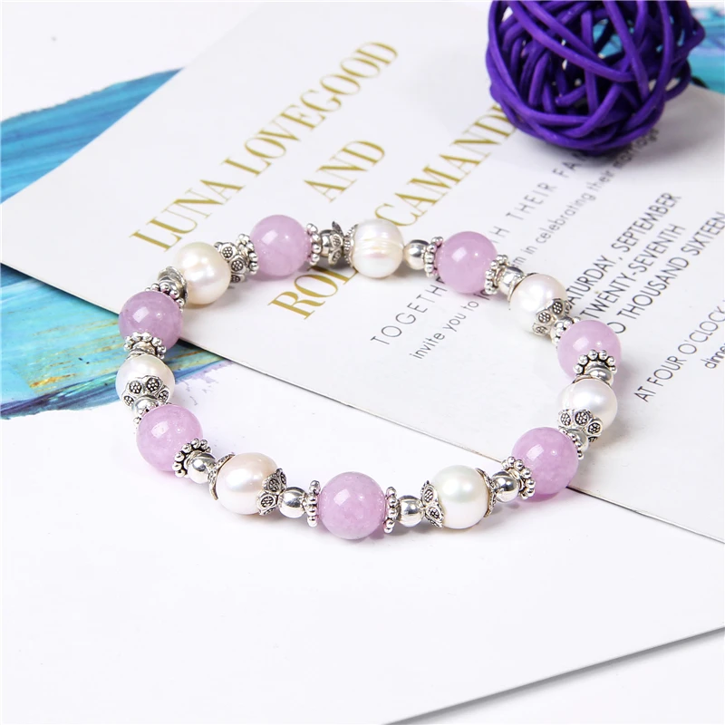 Браслеты из фиолетового ангелита с бусинами камня браслет агата натуральным