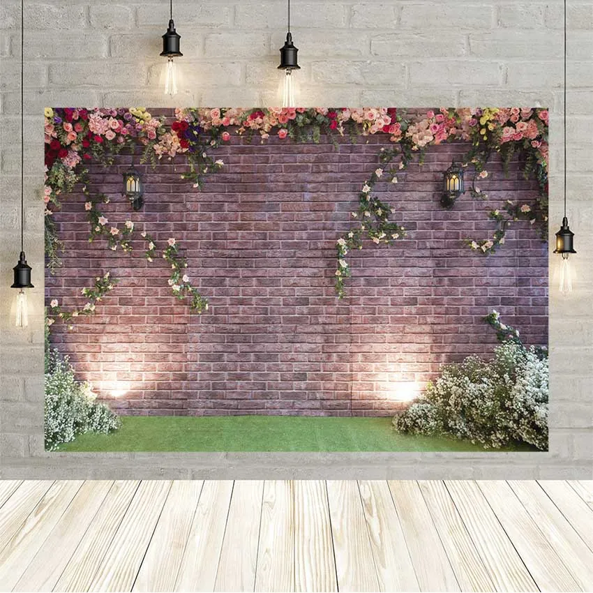 

Фон для фотосъемки Avezano с изображением кирпичной стены, весенние цветы, блестящий светильник для свадьбы, ребенка, дня рождения, вечевечерни...