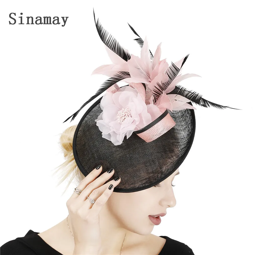 

Women Wedding Fascinators Hat Hair Accessories Flower Mesh Feathers Chapeau Caps Headband Lady Cocktail Tea Party Tea Headwear