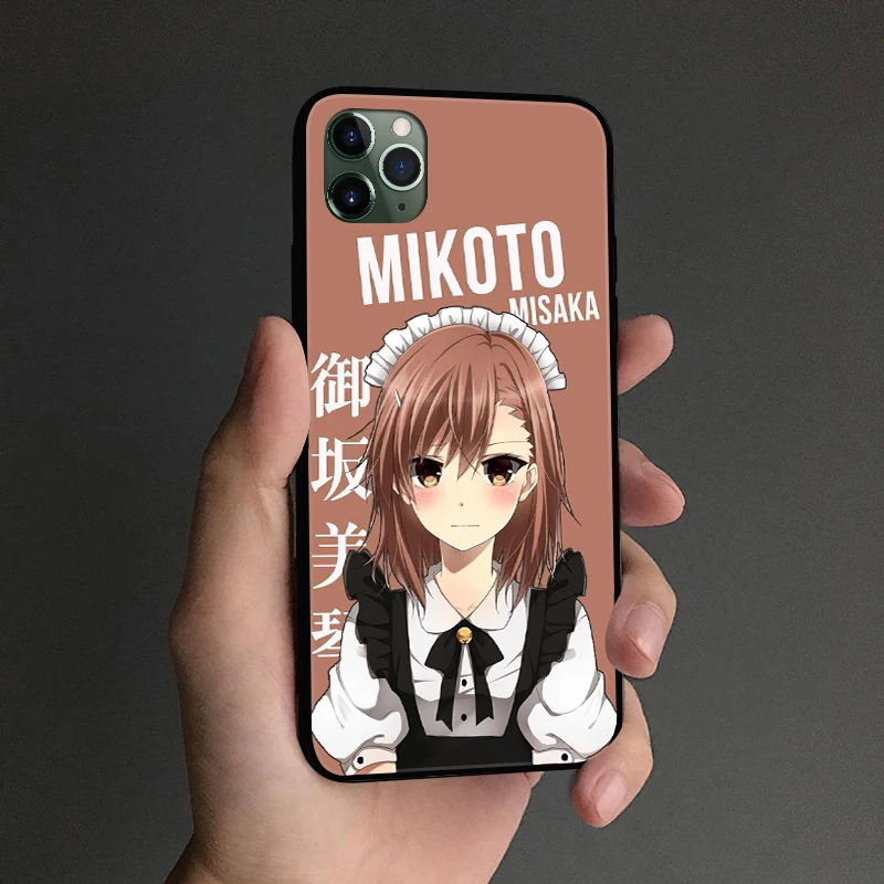 mikoto misaka anime phone case cover shell for iphone se 6s 7 8 plus x xr xs 11 pro max samsung s note 8 9 10 20 plus ultra free global shipping
