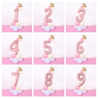 16pcsset 40inch pink number balloons with gold crown unicorn party foil balloon birthday party decorations kids globos