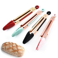 silicone bbq grilling tong food tong stainless steel kitchen tongs non slip cooking clip clamp bbq salad tools grill kitchen
