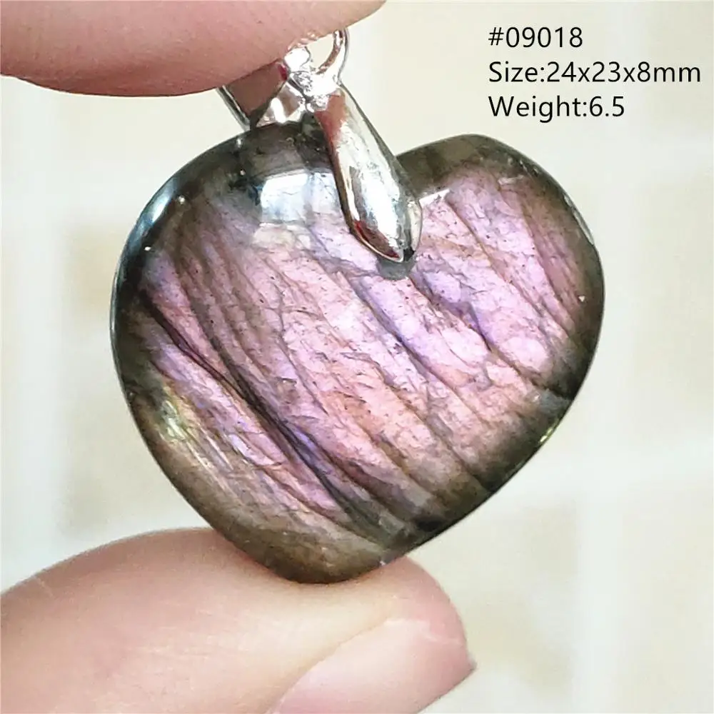

Natural Purple Light Labradorite Women Men Pendant 24x23x8mm Heart Love Labradorite Necklace Gemstone Rare Jewelry AAAAA