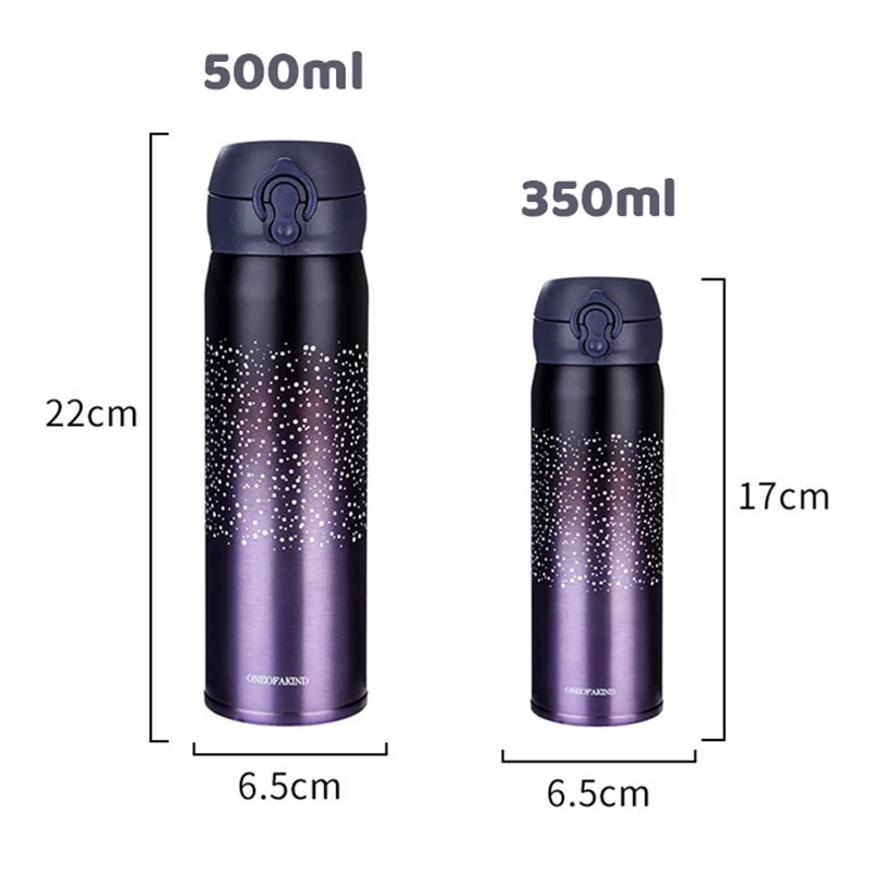 

Vacuum Flask Thermos Mug Coffee For Tea Stainless Steel Cup Portable Stars Color Gradient Bottle Travel Thermal Mug 350ml/500ml