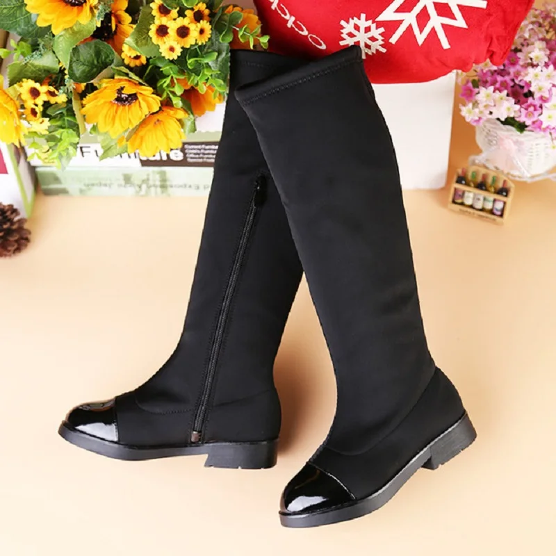 Ботинки на плоской подошве для девочек модные элегантные сапоги принцессы