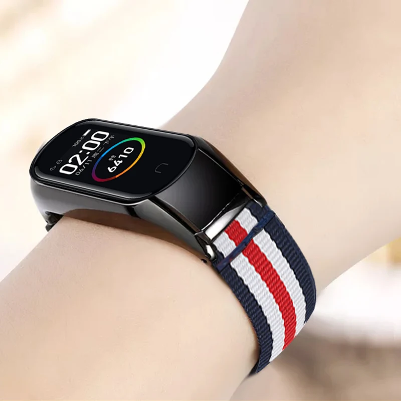 Классический нейлоновый ремешок для Xiaomi Miband 4 3 спортивный браслет Холщовый Mi Band