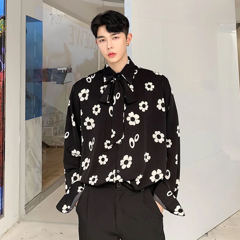 Мужские Винтажные модные рубашки с галстуком-бабочкой и длинным рукавом