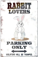 jiankun tin poster metal sign rabbit lovers parking only violators will be thumped novelty caution wall deor for home outdoor