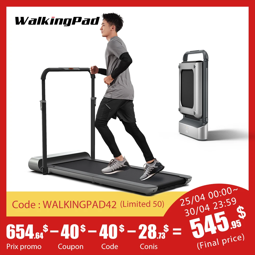 aliexpress - WalkingPad Treadmill R1 Pro Folding Upright Storage 10Km/H Speed Run Walk 2in1 Fit APP Control With Handrail Home Cardio Workout