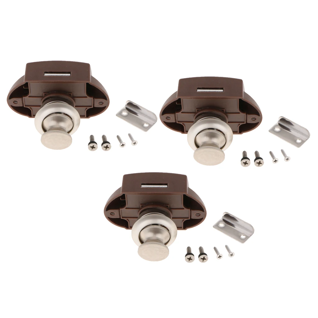 3 Sets Keyless Push Button Latch 304 Stainless Steel for RV Motor Home Camper Caravan Cupboard Lock - Pearl Nickel | Автомобили и