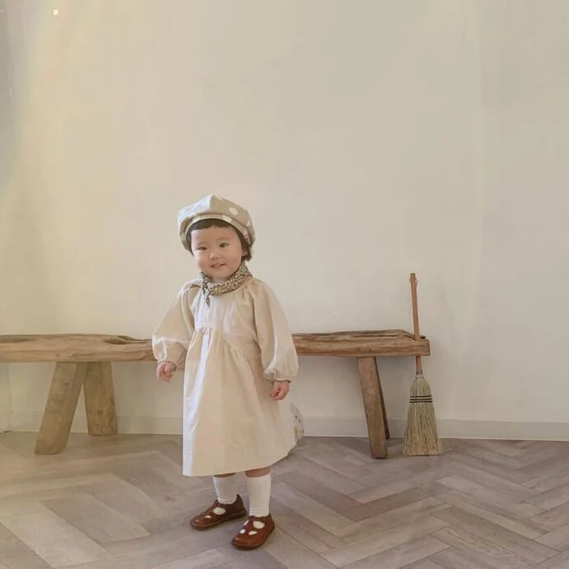 Новинка года; платья для маленьких девочек; одежда в корейском и японском стиле; брендовая хлопковая Осенняя Новая повседневная модная одежда принцессы для девочек
