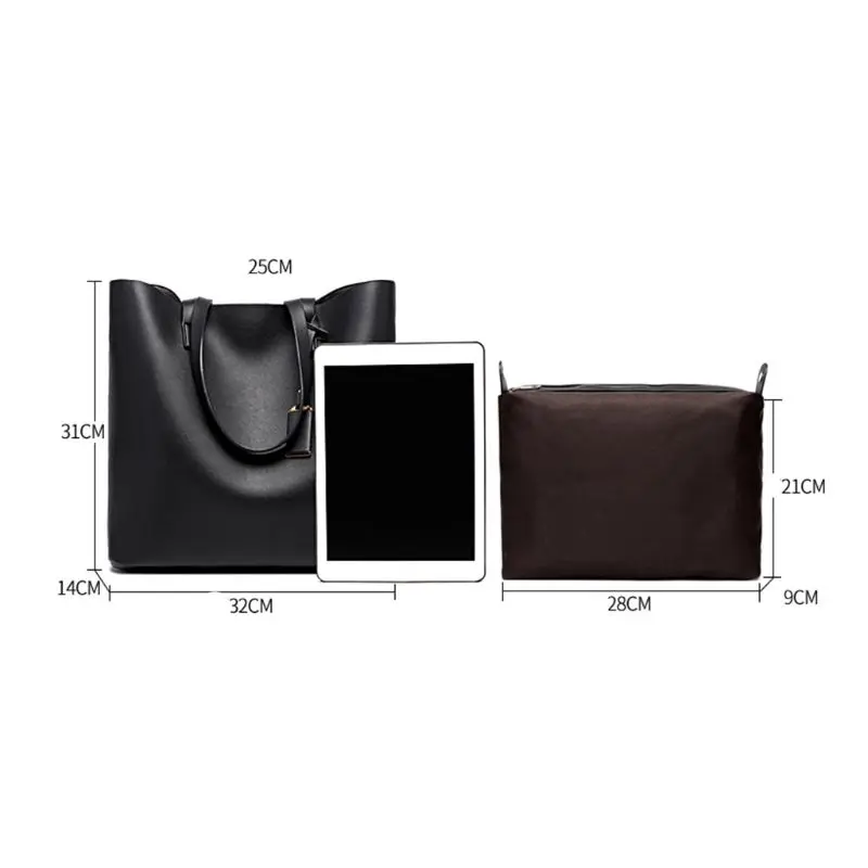 

1 Set Ladies Euramerican PU Handbag Solid Color Elegant Shoulder Bag Daily Use