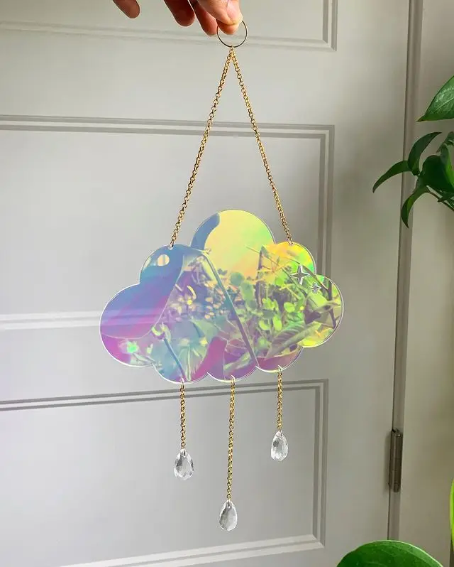 

Iridescent Cloud Window Sun Catcher | Light Rainbow Maker| Simple Crystal Decor| Crystal Prism|Mothers Day Gift