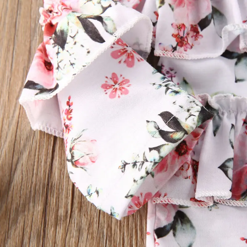

2PCS Toddler Baby Girl Autumn Clothes Floral Tops T-Shirt Ruffle Pants Outfits Girls Clothes Set