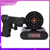 new 2022 electronics desk clock digital gun alarm clock gadget target laser shoot for children39s alarm clock table awakening