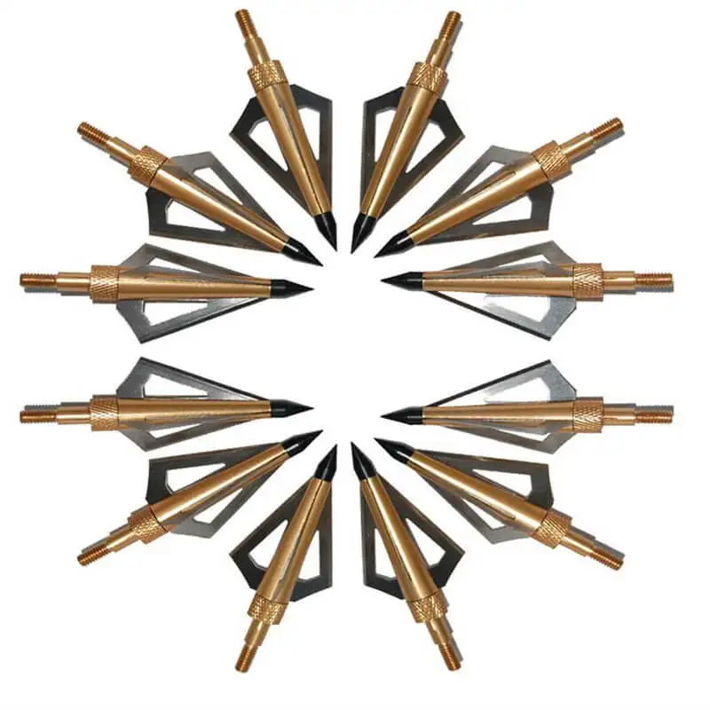 

12pcs 100grain Arrowhead Broadhead Crossbow Bow Arrow Shooting Tips Screw Points Archery Hunting Color Randomly