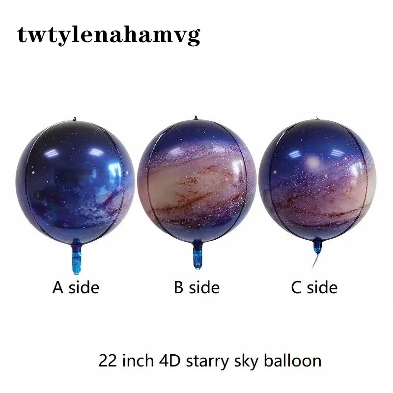 New 22-Inch 4D Space Galaxy Aluminum Foil Purple Balloon Kids Toy Children's Day Rocket Astronaut Ball Birthday Party Decoration