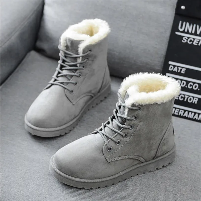 

Women Boots 2020 Winter Snow Boots Female Boots Duan tong Warm Lace Flat with Women Shoes Tide Botas Mujer Hot Sale 35-40
