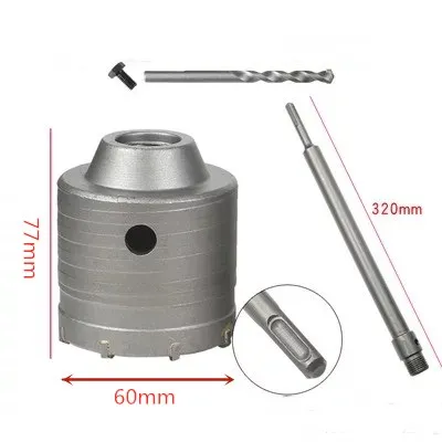 Round handle320-60mm Хвостовик Сверло 30 мм 35 мм 40 мм 45 мм 50 мм 55 мм 60 мм 65 мм 70 мм 75 мм 80 мм 85 мм настенное отверстие пилы 320 мм стержень для Бетон цемент камня - Цвет: Round handle320-60mm