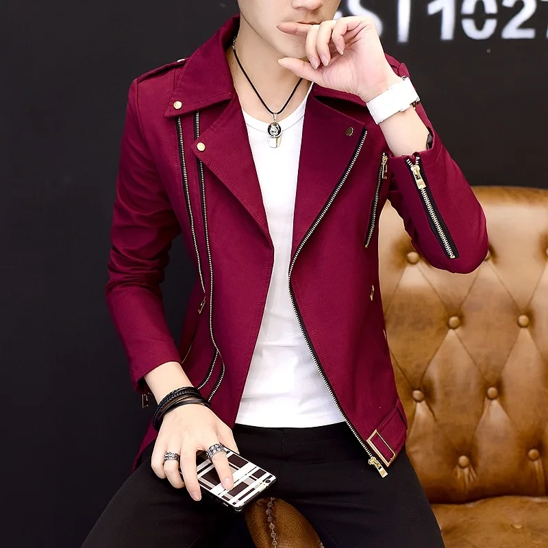 

2020 handsome gentleman personality jacket zipper jacket lapel