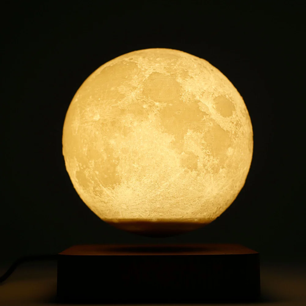 저렴한 마그네틱 서스펜션 달 야간 조명 떠 다니는 회전 공기 속에서 자유롭게 독특한 선물 홈 인테리어 휴일 조명 달 램프