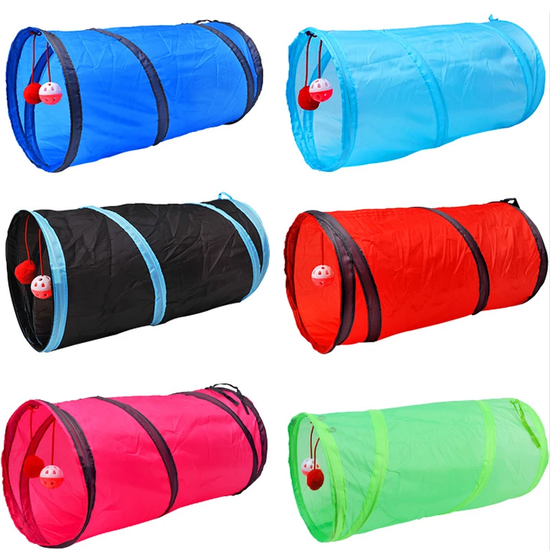 

Funny Pet Cat Tunnel Toy Collapsible Crinkle Kitten Bell Ball Tunnel Tube Cat Toys Interactive Training Toy for Cats Accessories