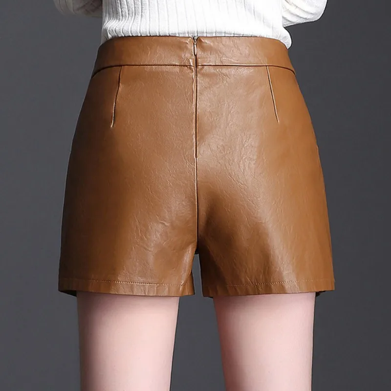 Осень-зима модные женские широкие шорты с высокой талией черные коричневые