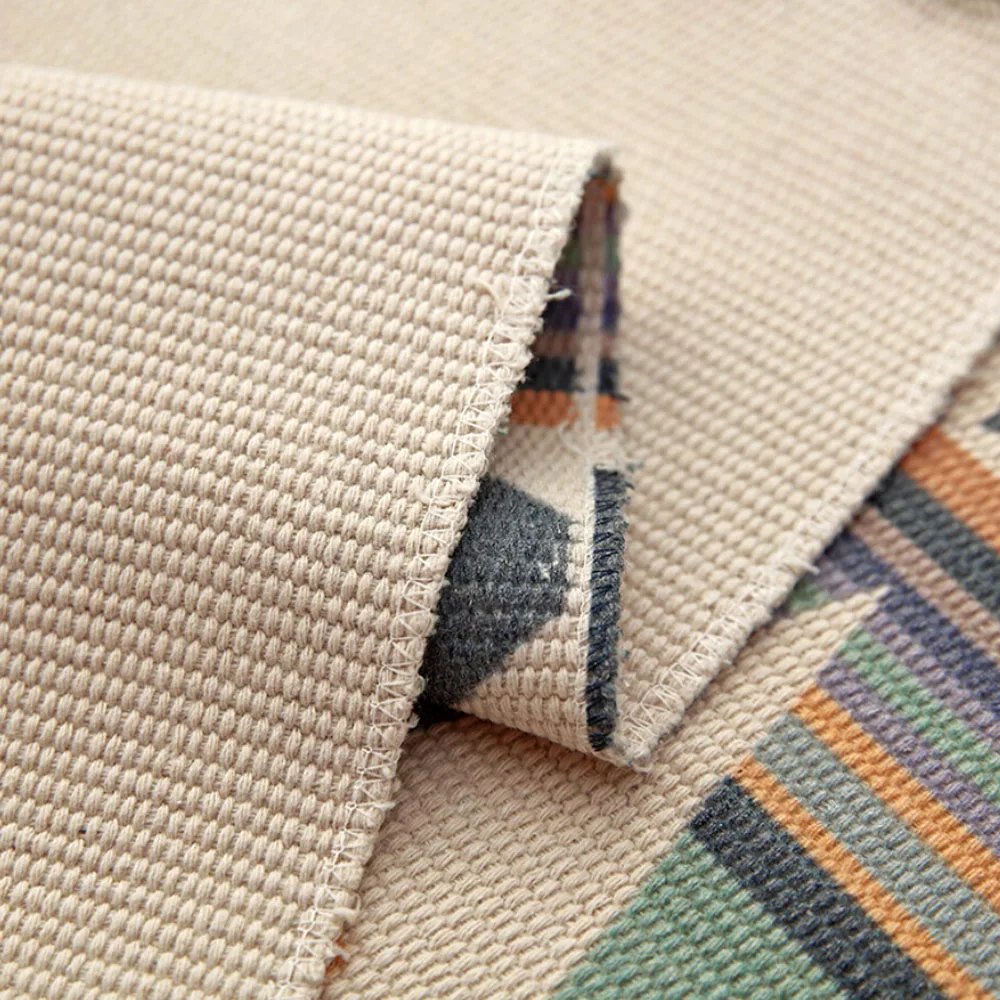 Хлопковый и льняной тканый ковер с кисточками напольный коврик дверной гобелен