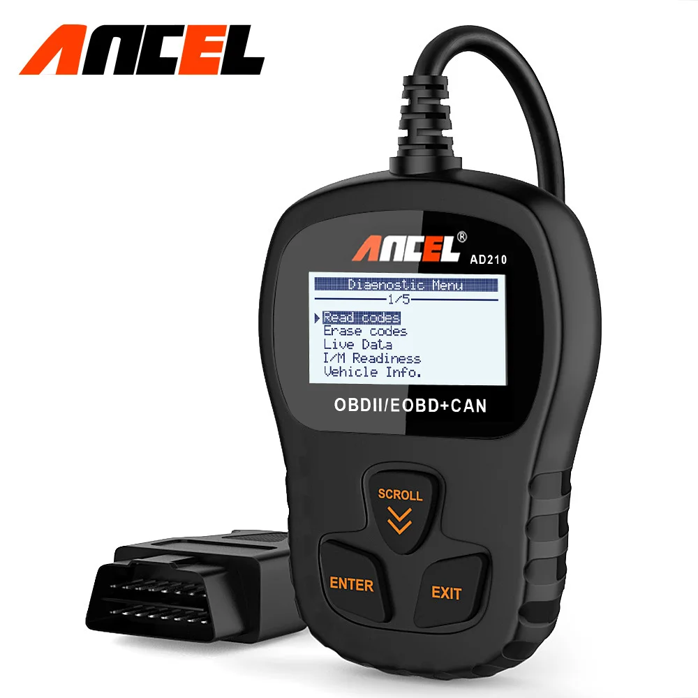 Автомобильный диагностический сканер Ancel AD210 OBD2 для диагностики двигателя в