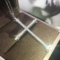 huitan chic cross necklace for women micro paved shiny cz stone delicate girls accessories daily wear party fashion jewelry 2021