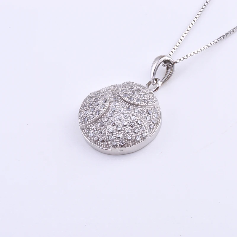 

Paved Crystal Gems Dot Round Necklaces For Women 925 Sterling Silver Zircon Geometry Pattern Pendants Fashion Jewelry