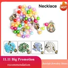 Ожерелье с круглой бусиной, 12 видов, Молитвенные Четки год, Дева Мария, Иисус, стильное католическое религиозное ожерелье, женские Украшения