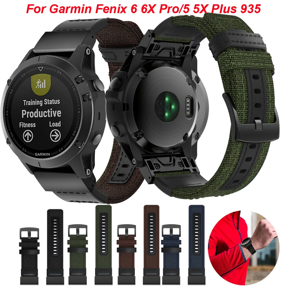 

Ремешок для наручных часов 26 22 мм, быстросъемный нейлоновый холщовый браслет для Garmin Fenix 5X 5 3 3HR Plus 6 6X Pro Forerunner 935/945