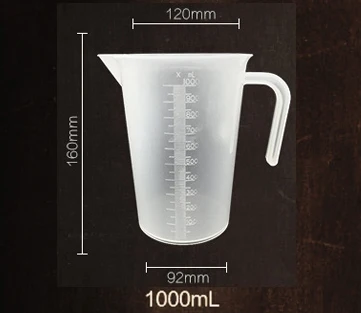 1000ml Пластиковые мерные стаканчики с ручкой для полива носика поверхность кухонная лаборатория мерный стакан весы прозрачный инструмент для приготовления пищи 7 размеров - Цвет: 1000ml