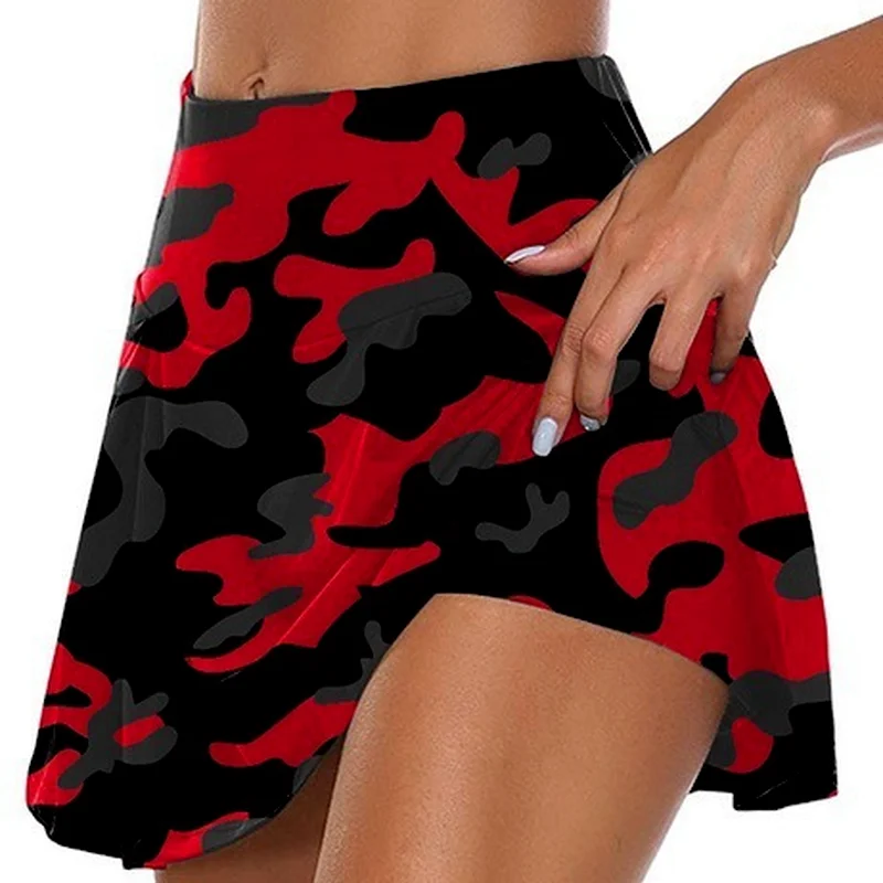 

Camouflage Printed Women Skirt Shorts Fitness Jogger Sweat Shorts Summer High Waist Skorts Pantalones Cycling Short Trousers New