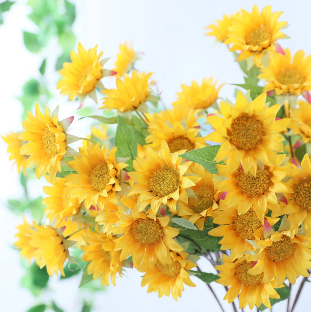 

1 PCS 75cm 7 Flower Heads Artificial Sunflower Branch Home Wedding Table Room Decoration Gift F605