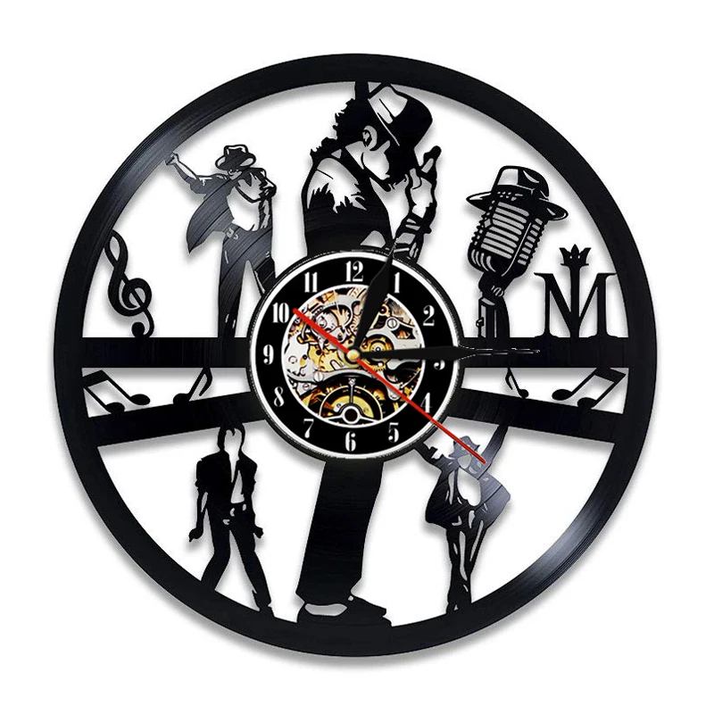 

Michael Jackson Wall Clock Modern Design Music Theme 3D Stickers Pop King Vinyl Record Clocks Wall Watch Home Decor Gift for Man