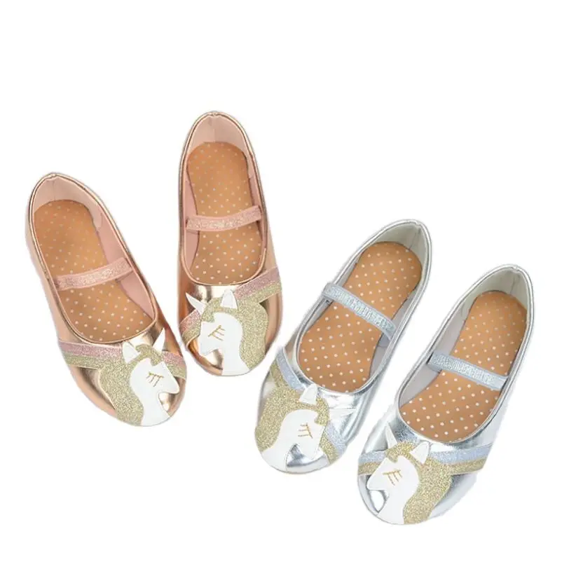 

Новинка 2022, стильная детская обувь с вышивкой, обувь принцессы для маленьких девочек с единорогом, новинка, кожаная обувь для девочек для ве...